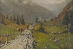 Paesaggio Con Mucche by Giovanni Guarlotti