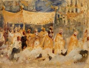 La Processione Del Corpus Domini A Torino by Giovanni Guarlotti