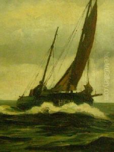 Fischkutter Ii. Untern Rechts Signiert R. Guba by Rudolf Guba