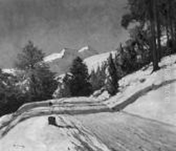 R. "winterliche Gebirgslandschaft". Sign. Ol Auf Lwd. 70 X 80 Cm. Rahmen - view 1