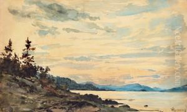 Fiord Landscape At Sunset - view 1