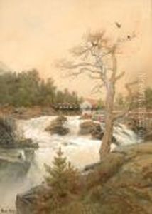 Fossefall by Hans Fredrik Gude