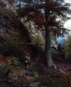 Hvile Pa Stien by Hans Fredrik Gude