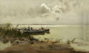 Fischerboote In Weiter Seelandschaft