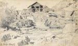 Studie Fra Honefoss 1887 by Hans Fredrik Gude