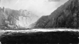 Norwegische Fjordlandschaft. by Hans Fredrik Gude