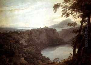 The Lake of Nemi and the town of Genzano