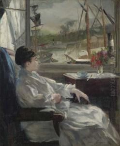 Portrait De Eva Gonzales (a Dieppe) by Jeanne Guerard-Gonzales