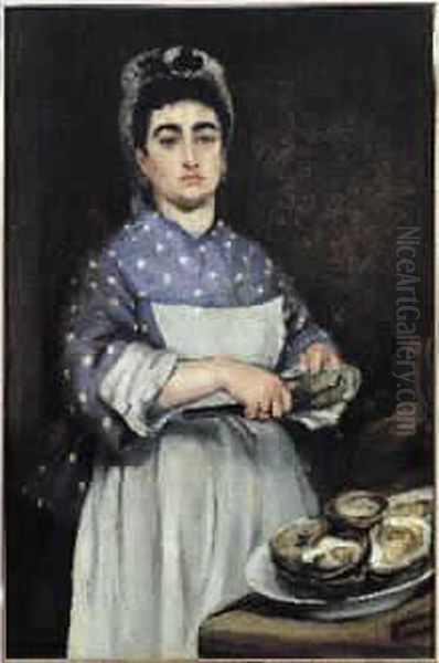 Jeune Femme Ouvrant Des Huitres - view 1