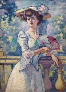 Dame A L'eventail by Charles Francois Prosper Guerin