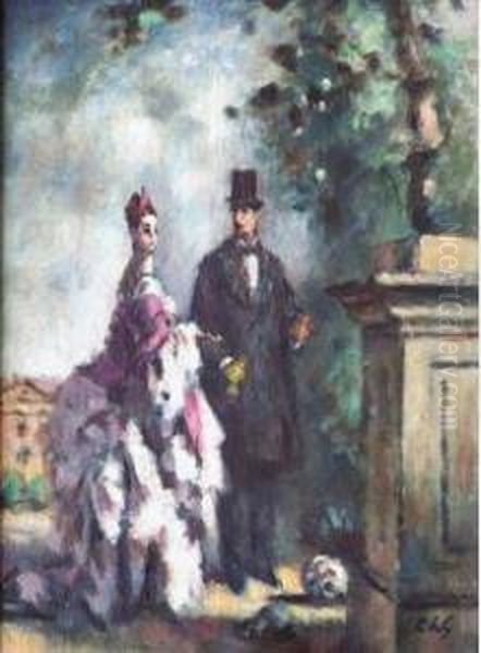 Couple D'elegants Dans Un Parc. - view 1