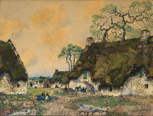 Village De Pecheur En Bretagne by Ernest Guerin
