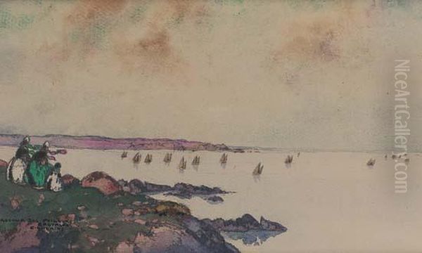< Le Retour Des Pecheurs, Bretagne >. - view 1