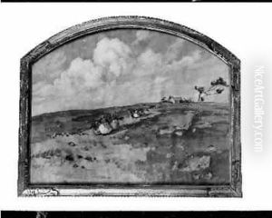 Guerin , "la Route Du Pardon, 
Bretagne", Aquarelle Gouachee De Forme Cintree, Signee Et Situee En Bas A
 Droite. 78 X 98 Cm. Provenance : Collections Du Grand Duc Kyril by Ernest Guerin