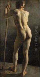 Academie D'homme Vu De Dos 
[circle Of Pierre-narcisse Guerin ; Academy Of A Man ; Oil On Canvas
 
 ] by Baron Pierre-Narcisse Guerin