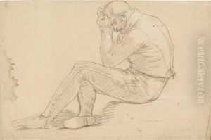 Homme Assis, La Tete Entre Les Mains