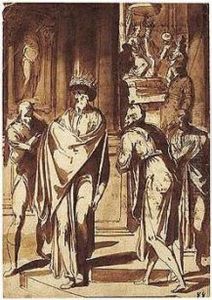 Courtiers Pleading With King Ahasuerus by Giovanni Guerra