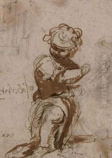 A kneeling infant, perhaps the infant John the Baptist - view 1