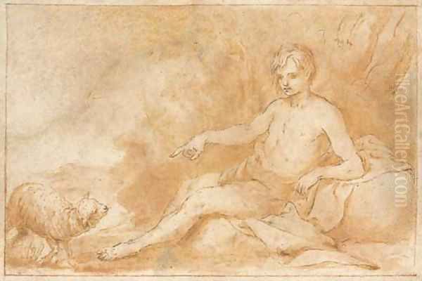 Saint John the Baptist, seated, pointing to a lamb - view 1