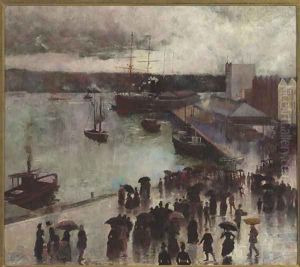 Departure of the Orient - Circular Quay, 1888 by Charles Edward Conder