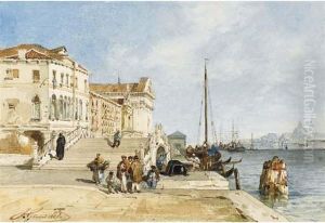 Vue Des Quais Aux Zattere, Venise, L'ile De La Giudecca A L'arriere-plan by Jacques Guiaud