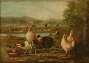 Paesaggio Con Galline by Giuseppe Guidi
