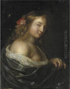 Ritratto Di Giovane Donna Con Fiori Fra I Capelli by Domenico Guidobono