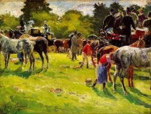 Les Drags, L'arrivee Au Champ De Course, Circa 1910. by Alexandre-Gaston Guignard