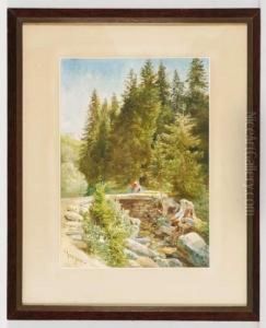 Pont De Pierre En Montagne by Charles Louis Guigon