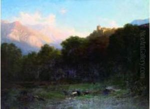 Paysage De Montagne, Le Retour Du Troupeau by Charles Louis Guigon