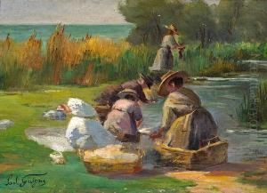 Women Washing Clothes By A Stream Women Washing Clothes By A Stream