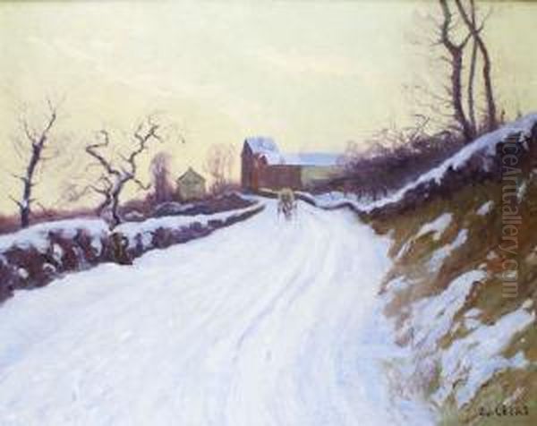Carriole Sur La Route Enneigee - view 1