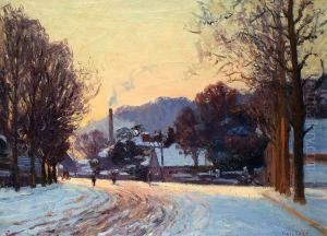 Vallee De La Seine, Route Enneigee Sous Le Soleil by Narcisse Guilbert