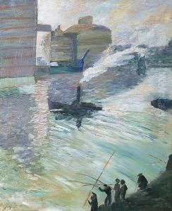 Pecheurs Sur La Seine by Narcisse Guilbert
