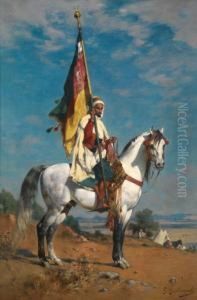 Porte-etendard Arabe A Cheval by Gustave Achille Guillaumet