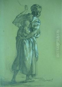 Jeune Femme Et Son Enfant by Gustave Achille Guillaumet