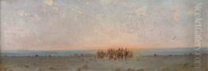 An Arab Caravan At Dusk by Gustave Achille Guillaumet