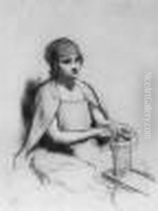 Jeune Femme Berbere, Cardant La Laine by Gustave Achille Guillaumet