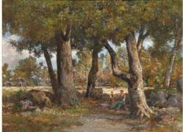 Paysans Sous La Frondaison Des Arbres - view 1
