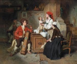 Idillio Familiare Nella Stanza Delsoggiorno by Alexandre Marie Guillemin