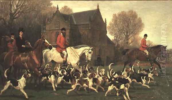 Countess Spencer on the hunter 'Goldfinch' and John Poyntz, 5th Earl Spencer on 'Misrule', with the Pytchley Hunt - view 1
