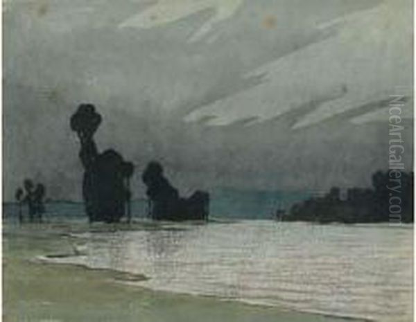 Rivage Et Arbres A Contre-jour - view 1