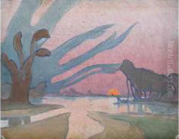 L'etang Au Crepuscule Rose - view 1