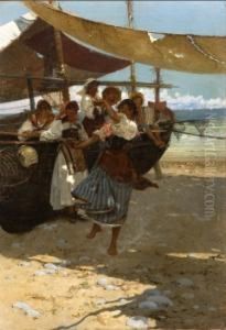 Fiesta En La Playa De Napoles by Anselmo de Guinea