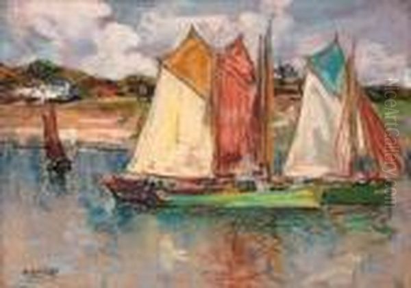 A Flotilla Of Sailing Boats Off The Coast - view 1