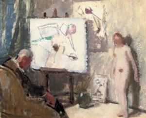 The Painter And His Model by Lucien Victor Guirand De Scevola