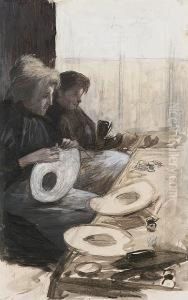 Milliners At Work by Lucien Victor Guirand De Scevola