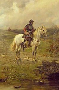 A Roundhead on horseback by Ernest Crofts