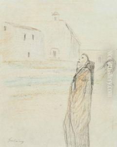 In Front Of The Church by Lajos Gulacsy