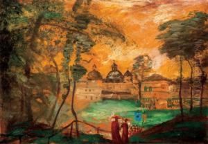 Italian Landscape With Golden Lights, About 1910